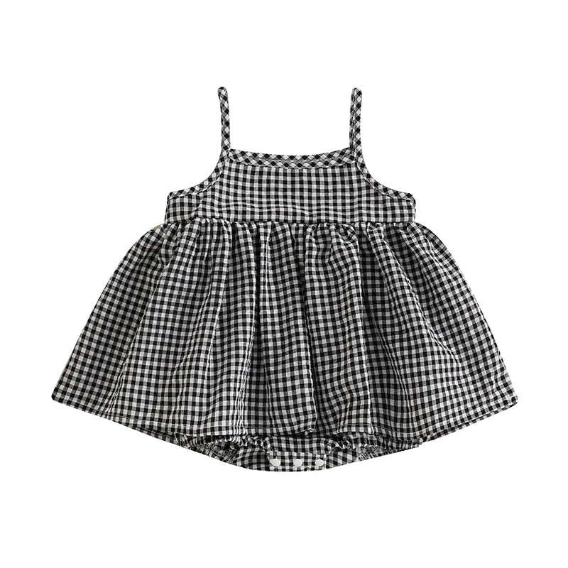 Plaid Picnic Romper Dress