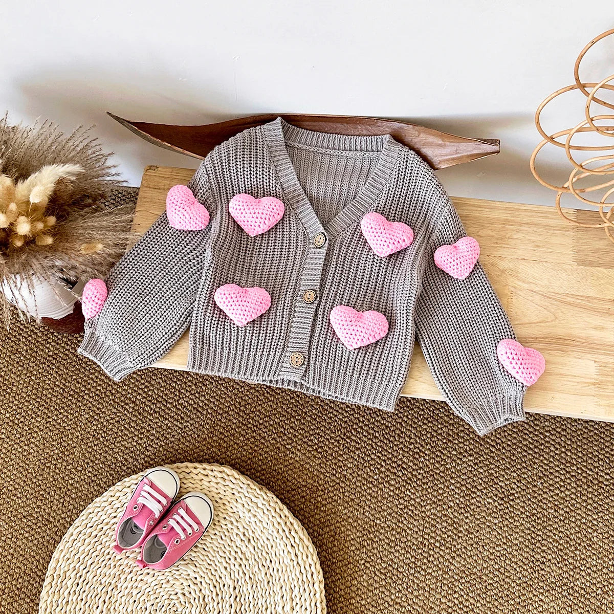 3D Sweet heart Cardigan Sweater