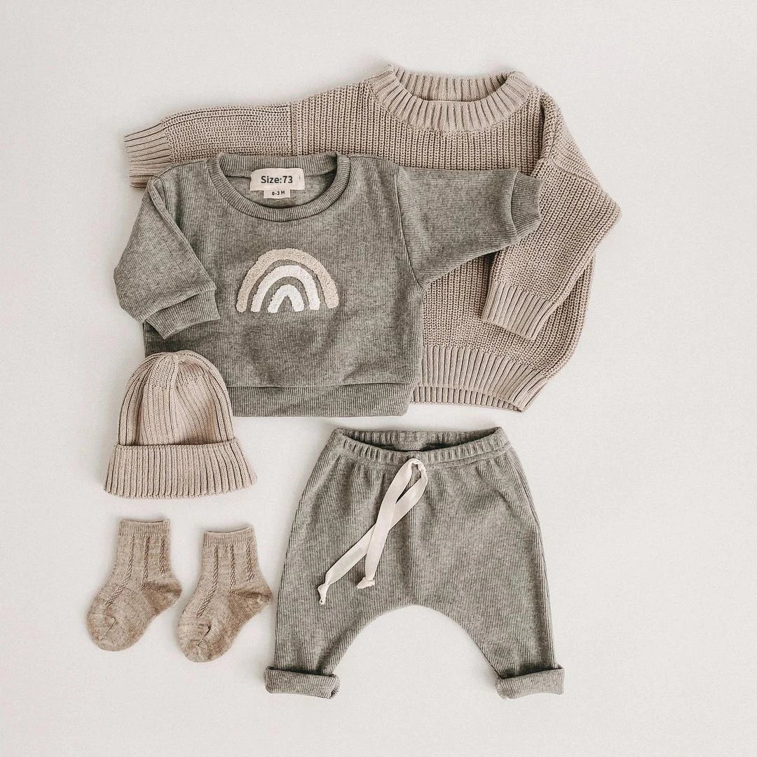 Fuzzy Rainbow Sun Jogger Set
