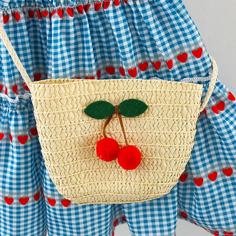 Sleeveless Cherry Dress With Bag