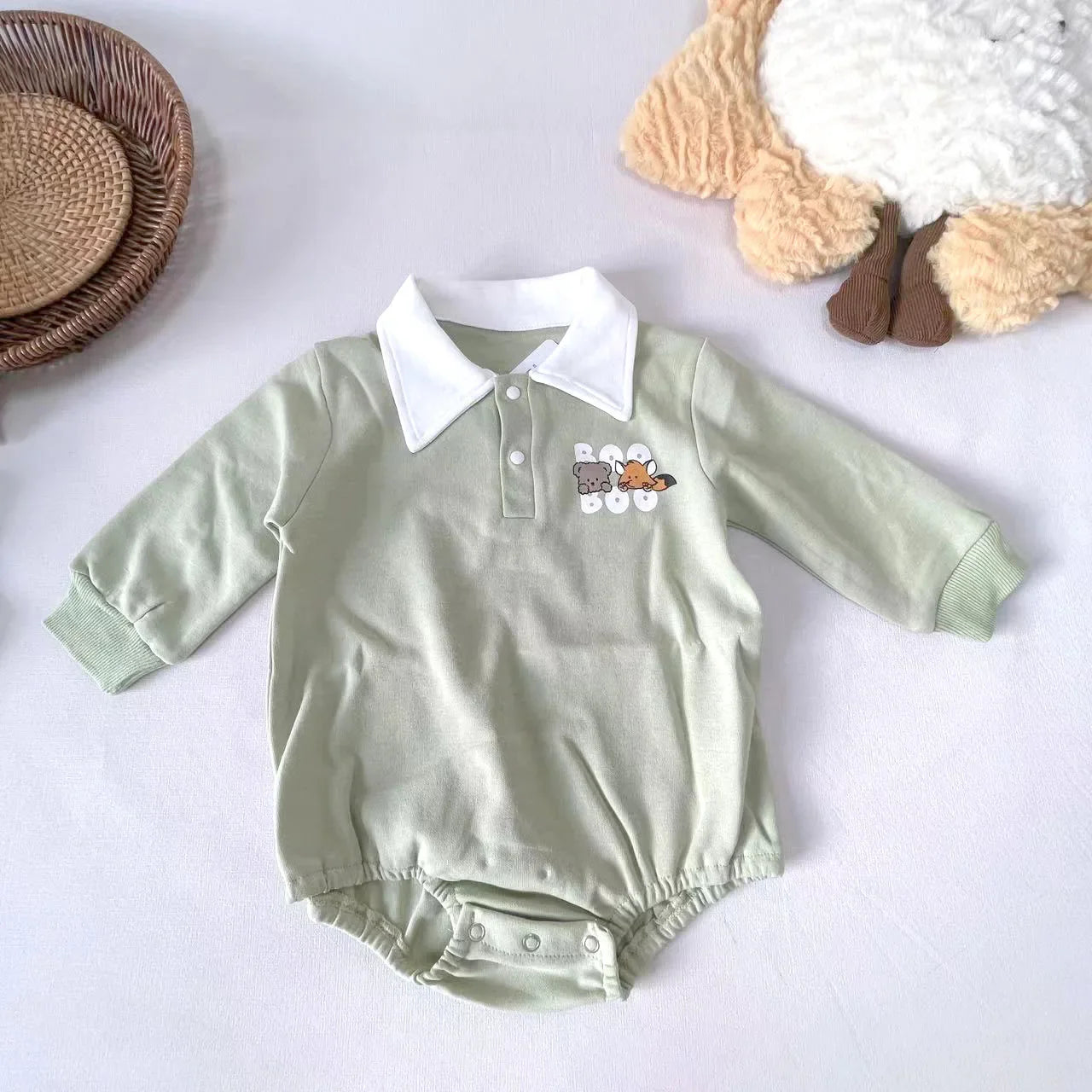 Long Sleeve Turn-Down Collar Bodysuit