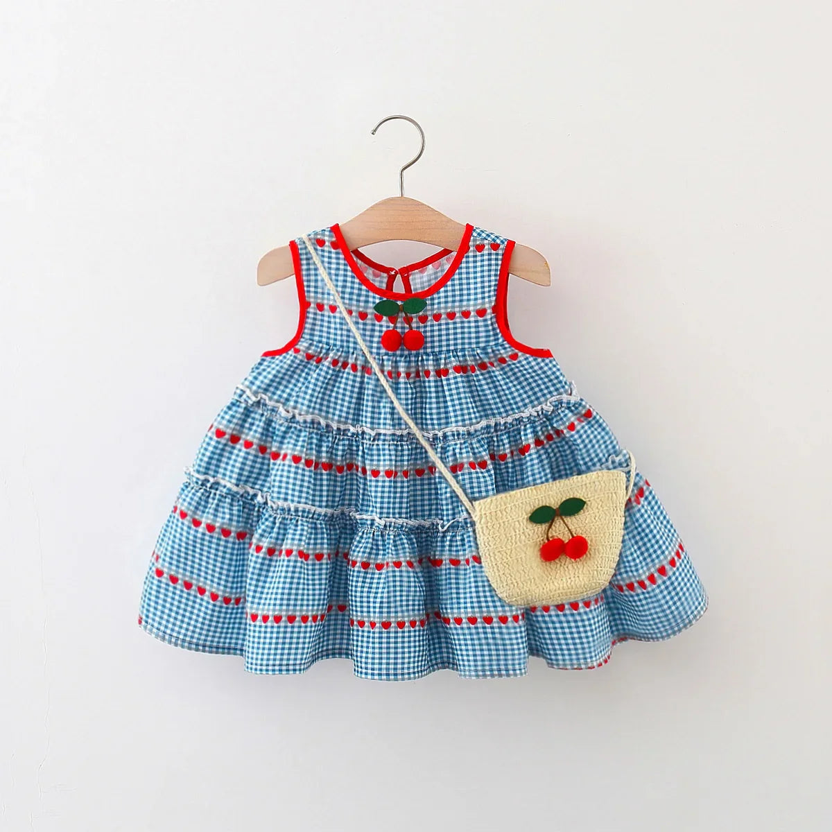 Sleeveless Cherry Dress With Bag