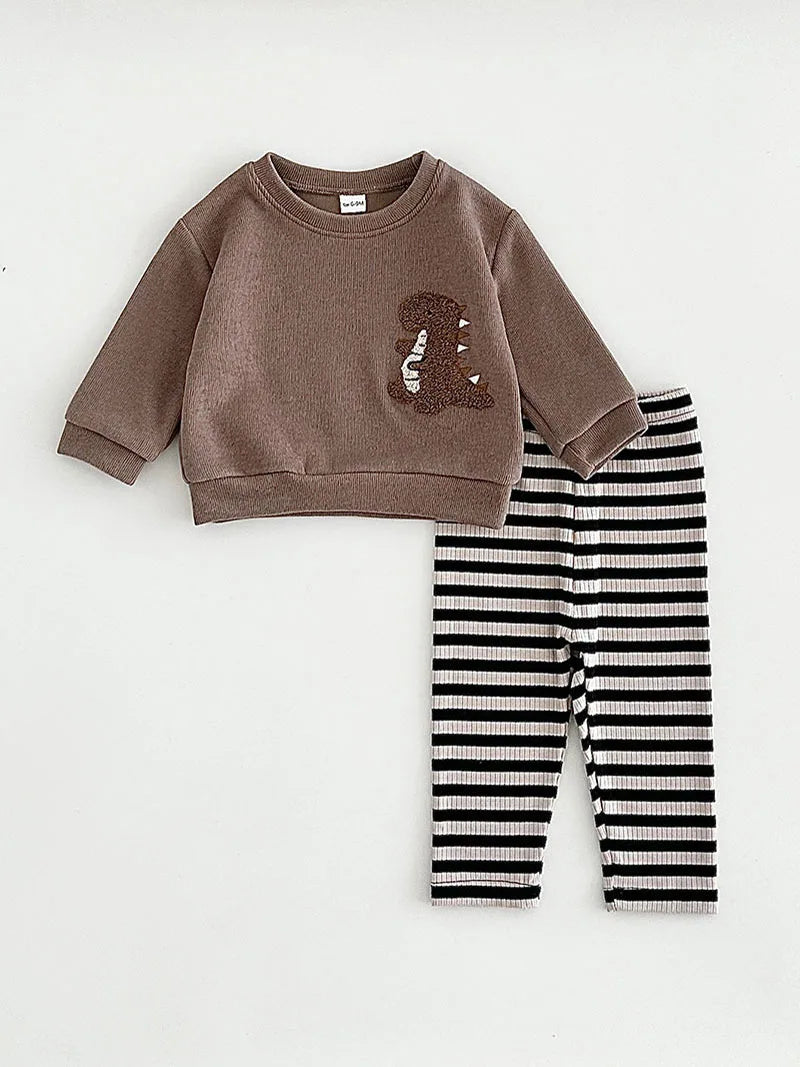 Dinosaur Striped Pants Set