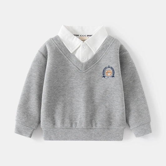 Faux Shirt Neck Sweatshirt