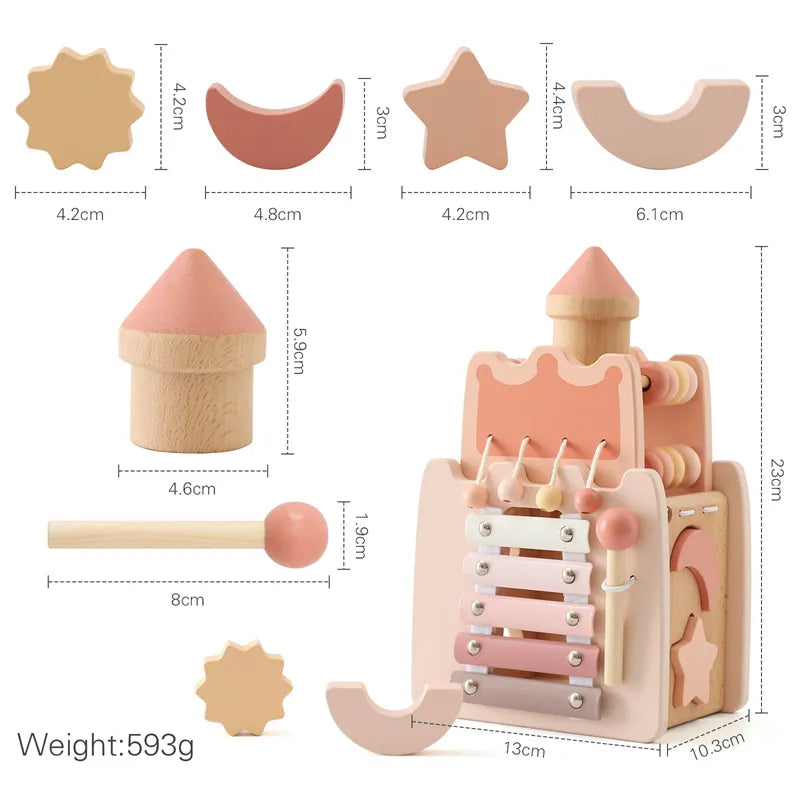 Wooden Rocket Castle Blocks Stacking Toys