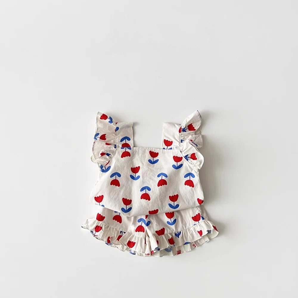 Red Flower Print Set
