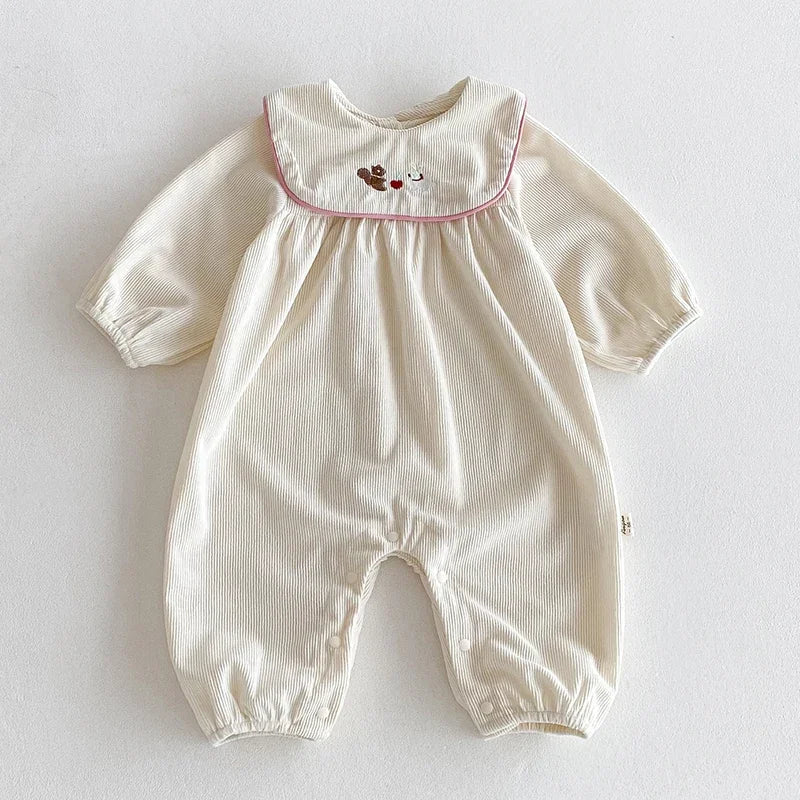 Corduroy Round Collar Jumpsuit