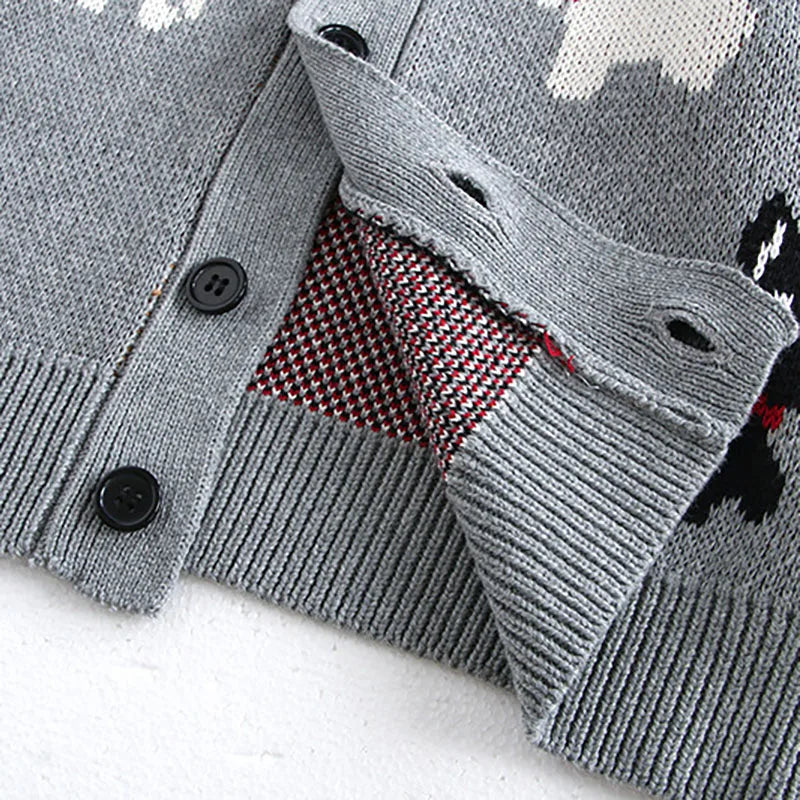 Jacquard Puppy Dog Cardigan