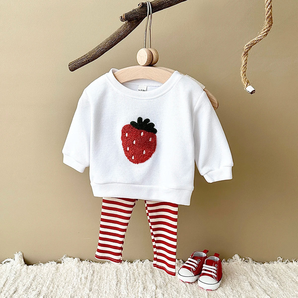 Fuzzy Fruit Stripe Pants Set
