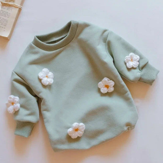 Green Embroidered Flower Sweater Bodysuit