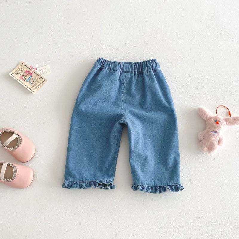 3D Heart Denim Pants
