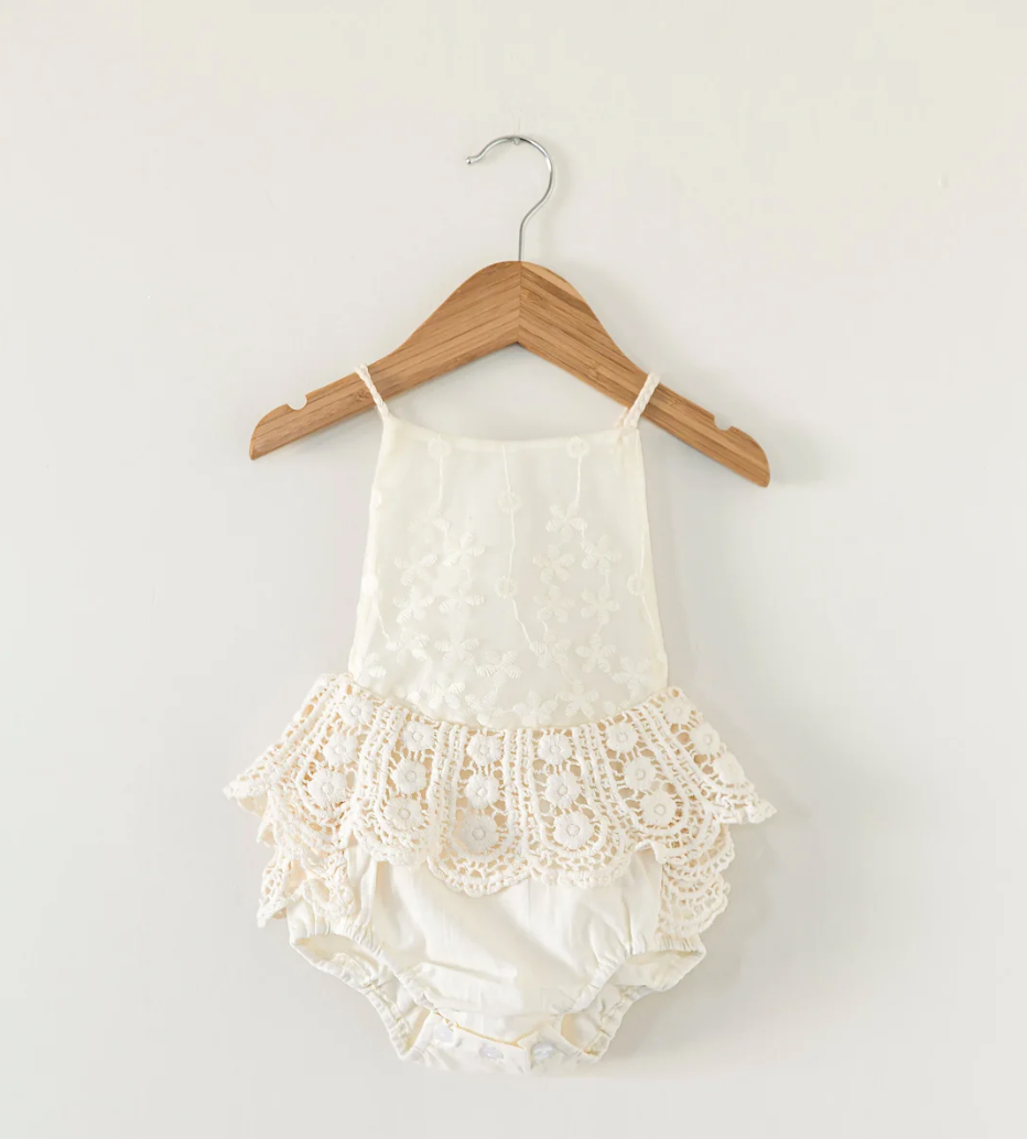 Newborn Ruffle Lace Backless Romper
