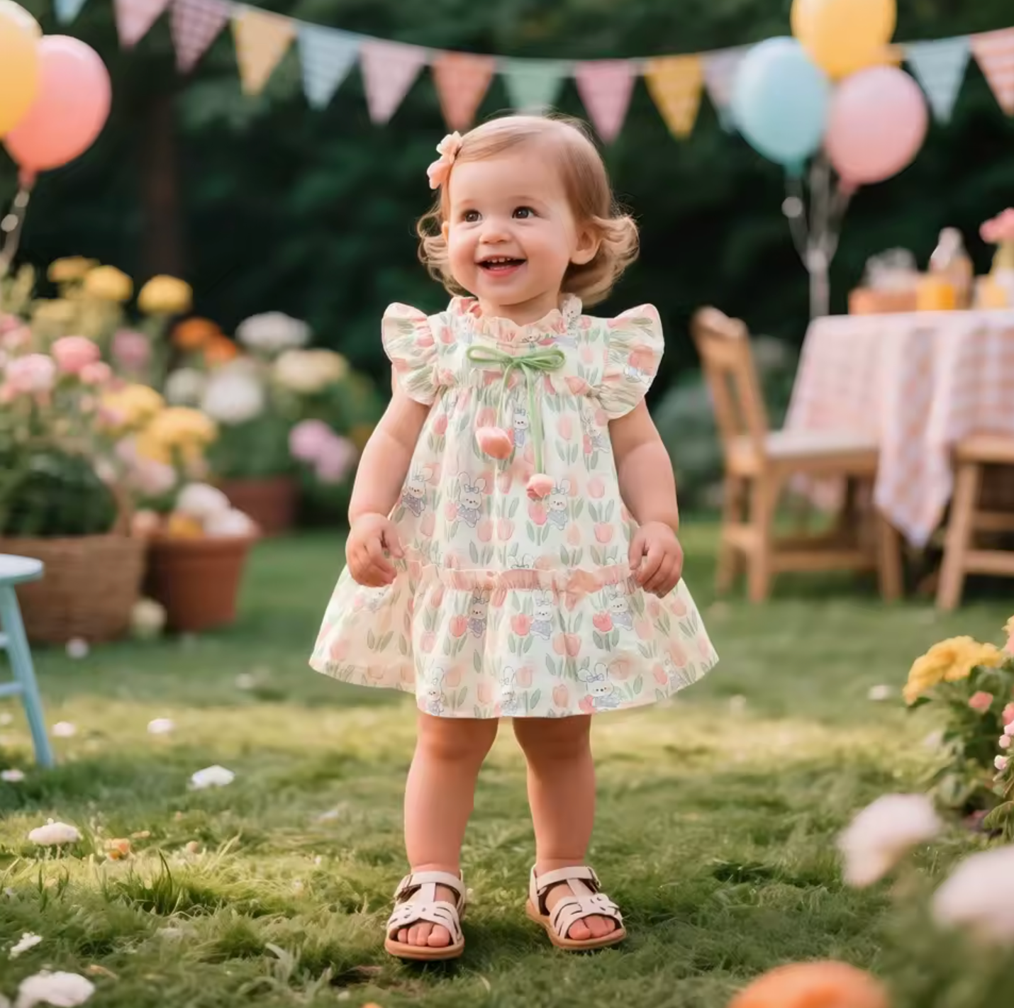 Floral Tulip Fly Sleeve Dress