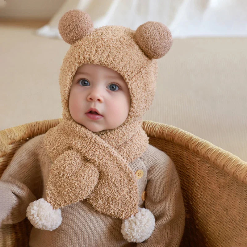 Fleece Pom Pom Scarf Hat
