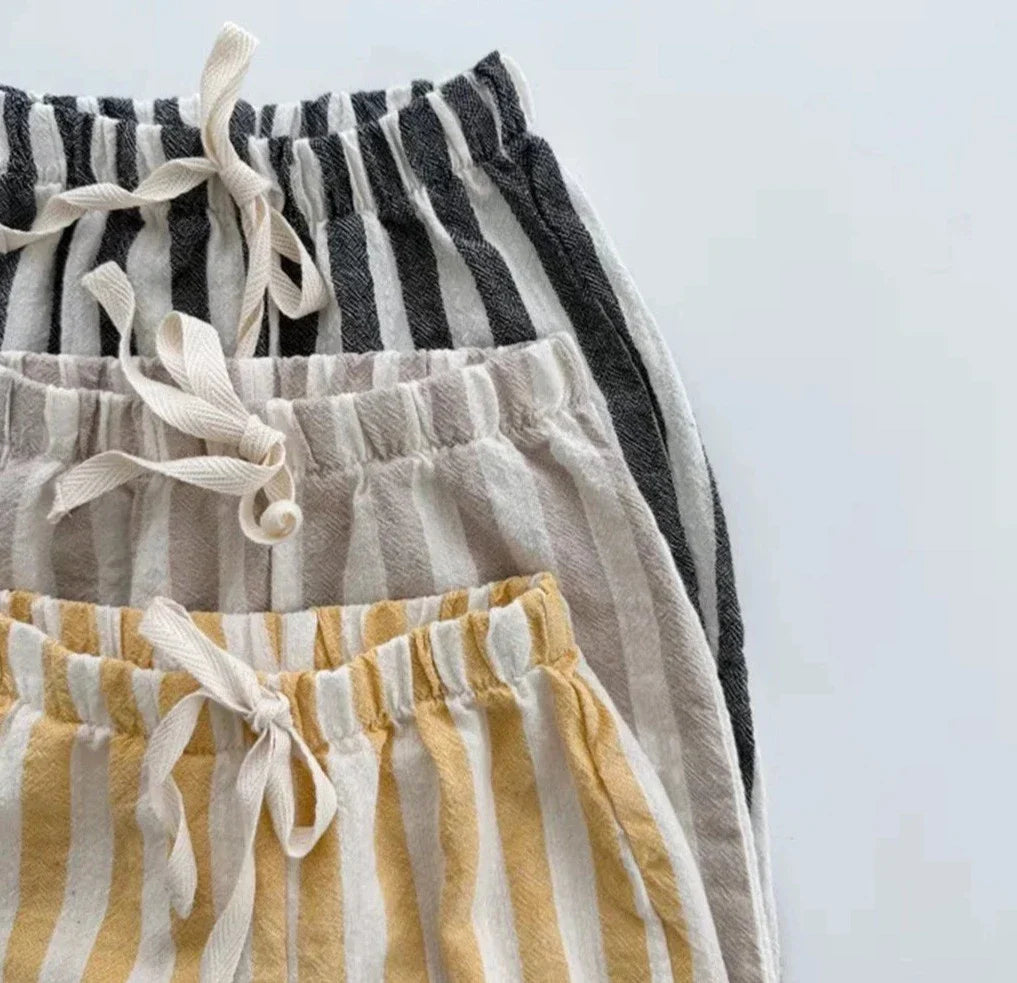 Cotton Linen Striped Pants