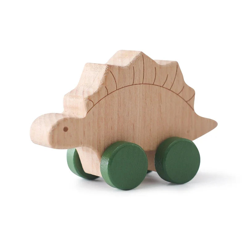 Beech Wooden Dinosaur On Wheels