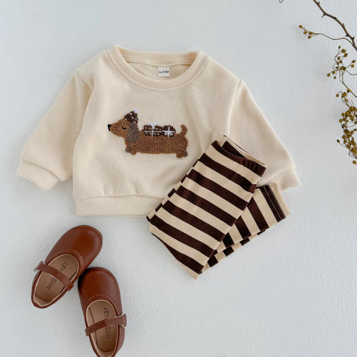 Fuzzy Puppy Dog Stripe Set