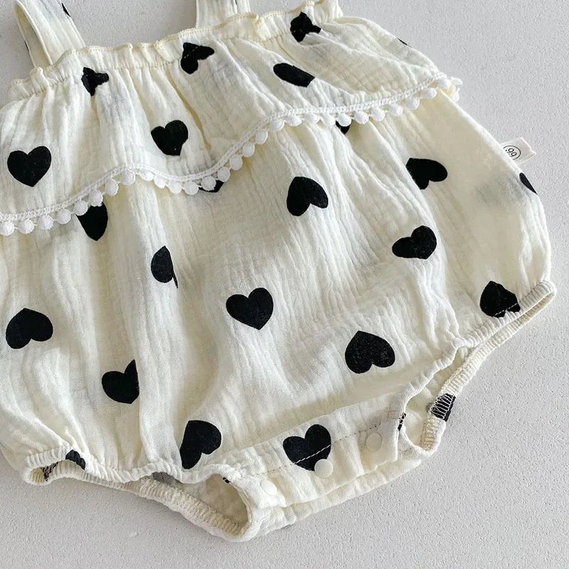 Heart Print Romper Set
