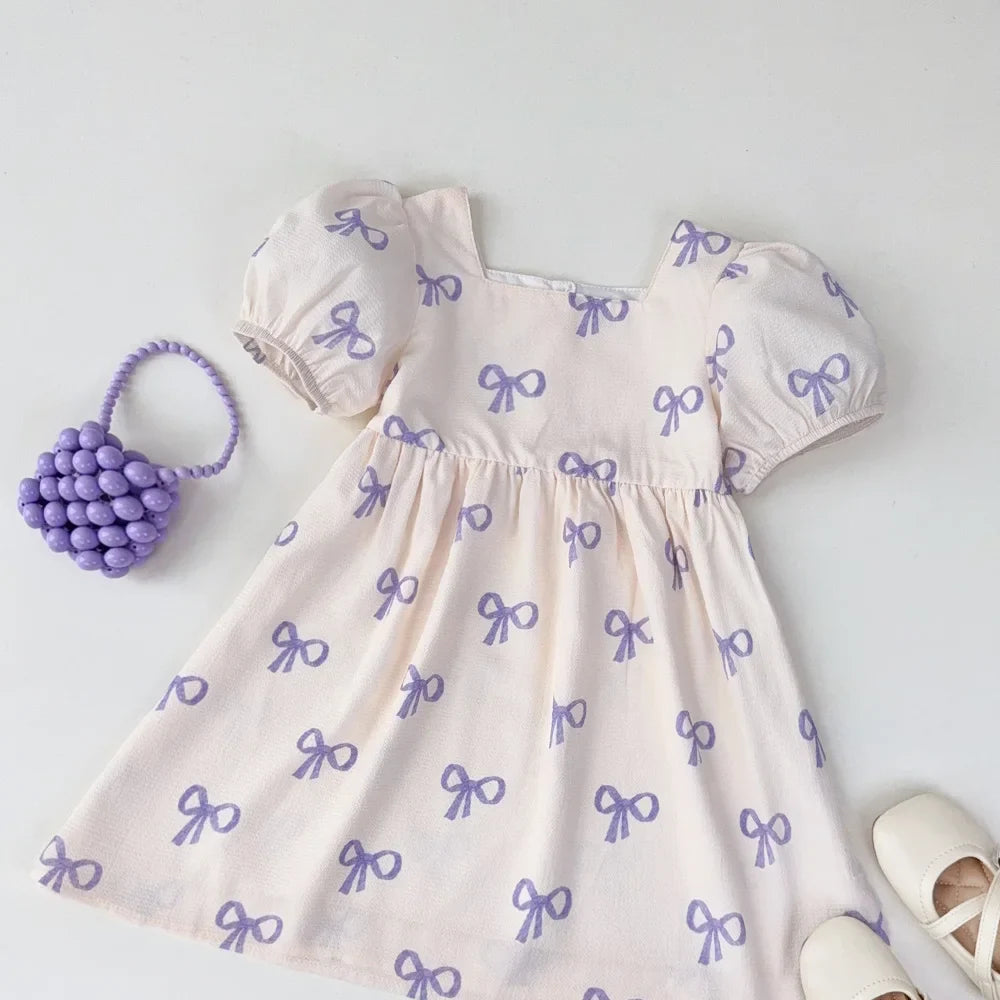 Ribbon Print Casual Dress