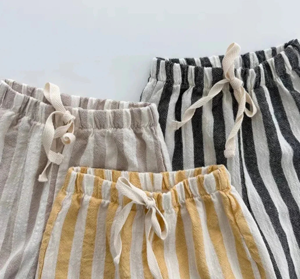 Cotton Linen Striped Pants