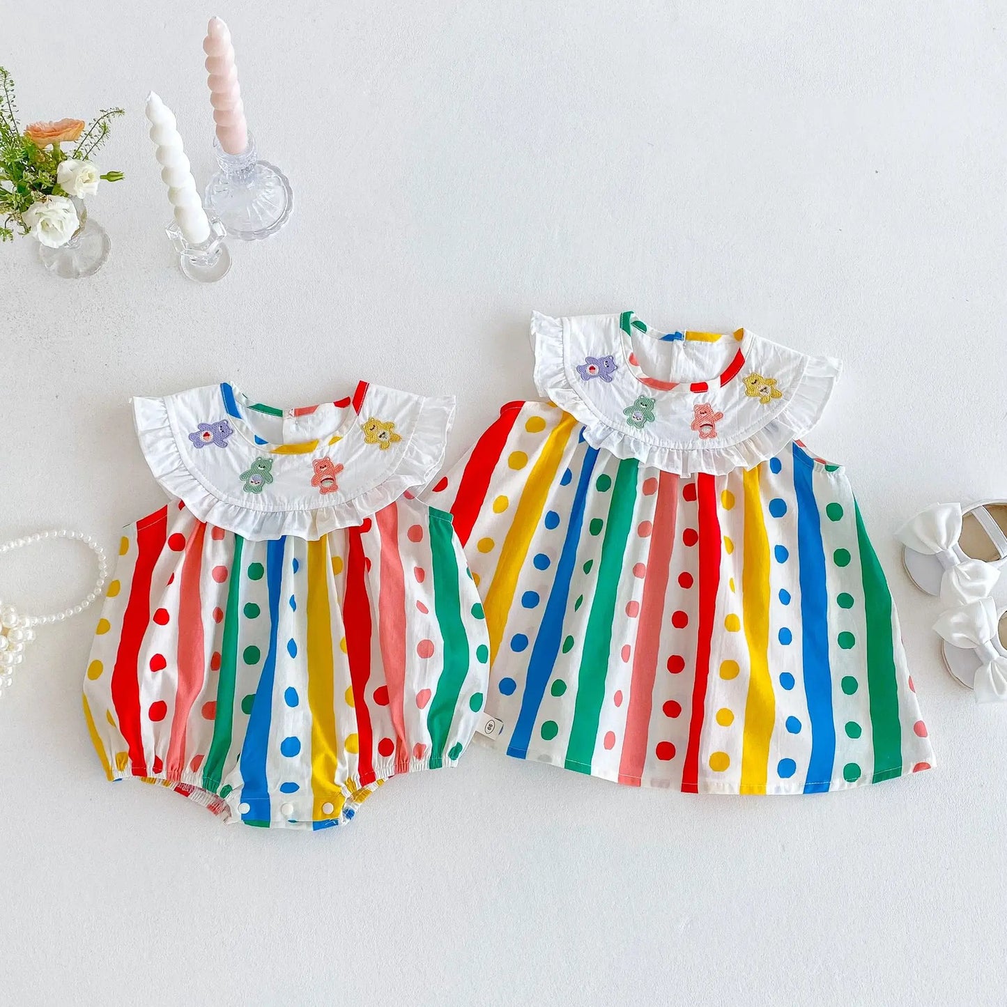 Rainbow Polka Dot Sister Outfit