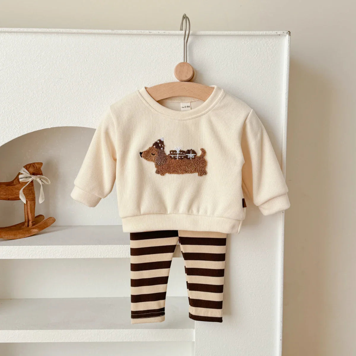 Fuzzy Puppy Dog Stripe Set