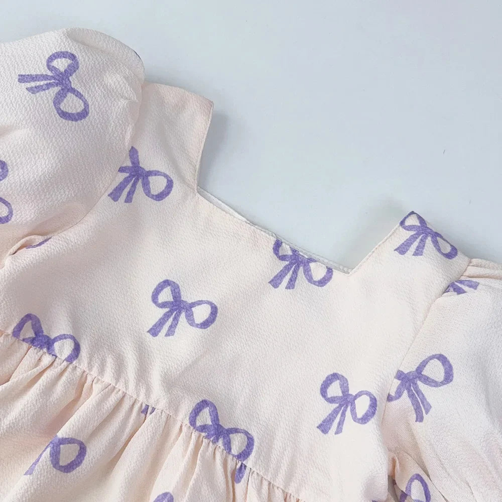 Ribbon Print Casual Dress
