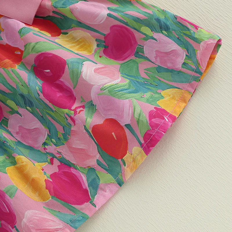 Floral Print Ribbon Dress