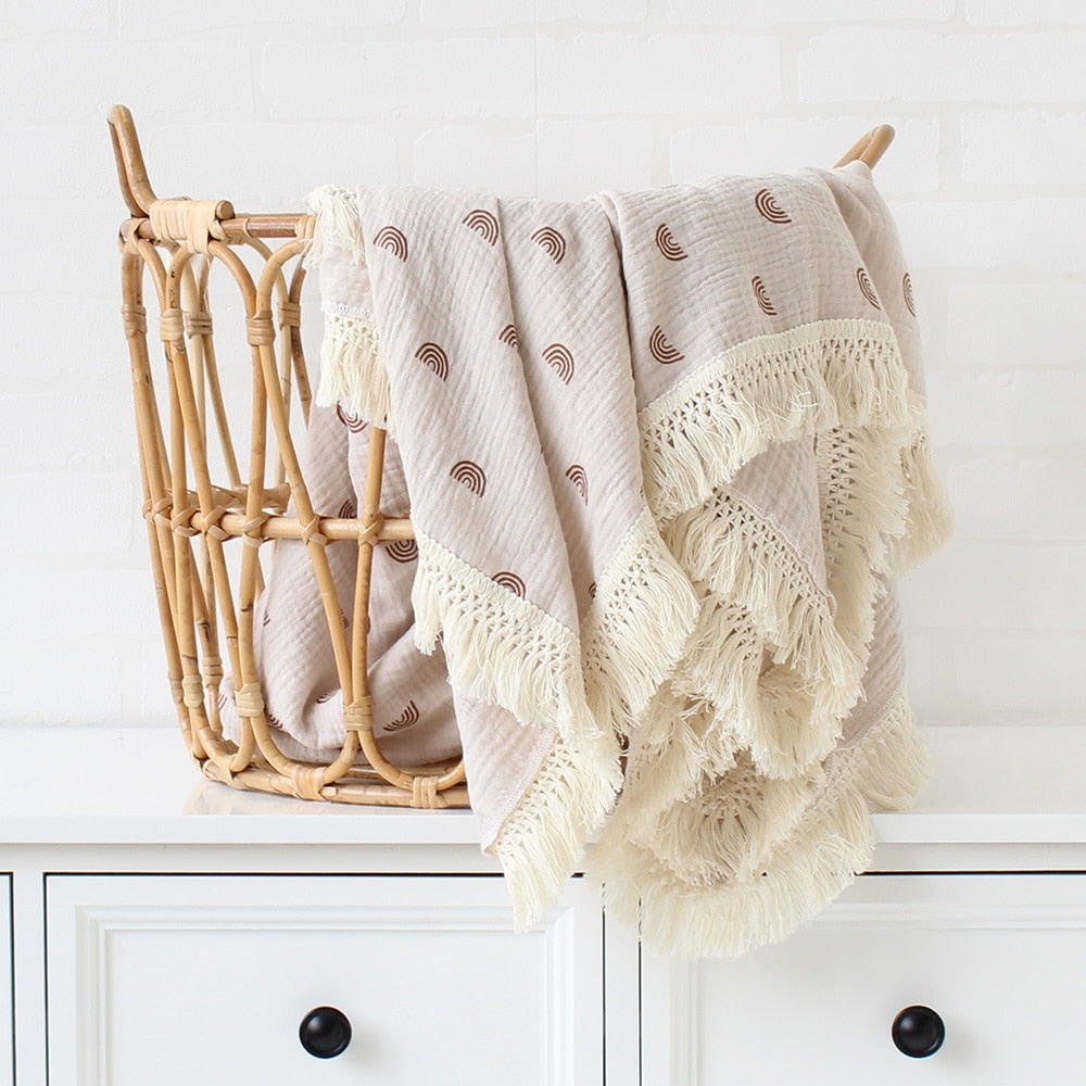 Floral Tassel Swaddle Blanket