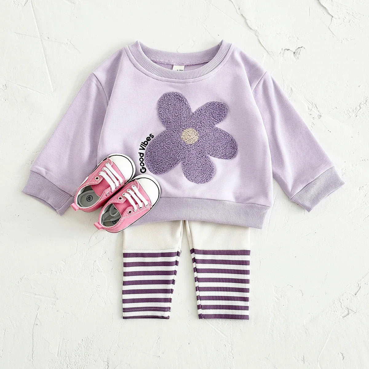 Purple Stripe Floral Set