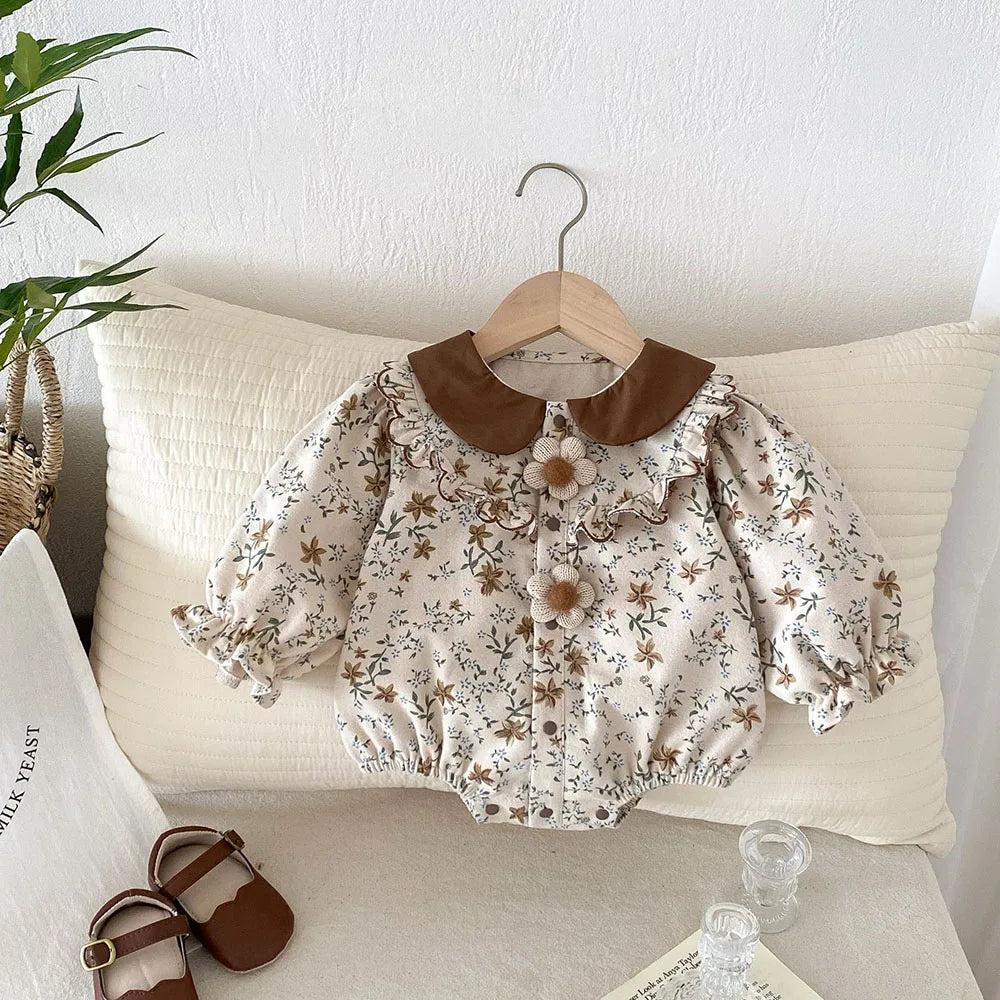 Knitted Button Floral Romper