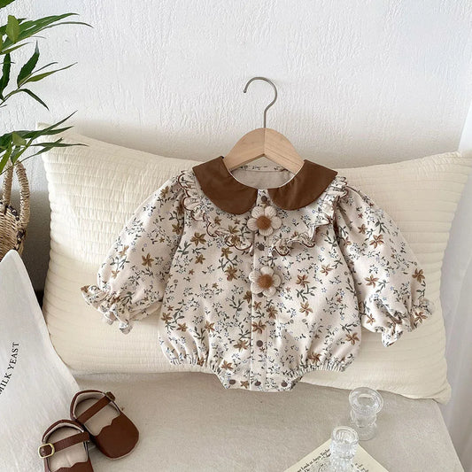 Knitted Button Floral Romper