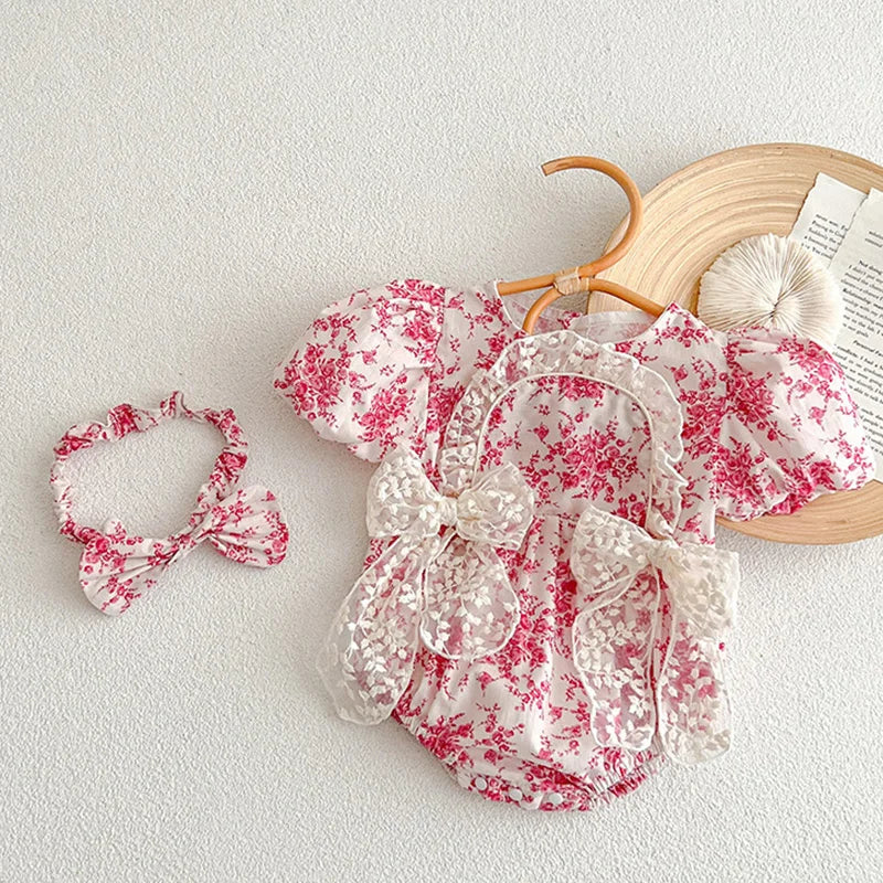Lace Detail Floral Romper