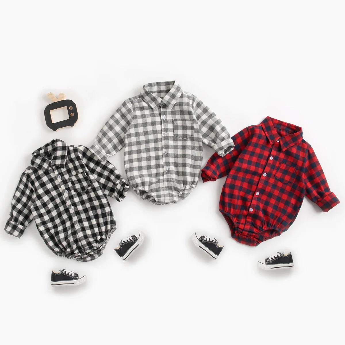 Button Up Plaid Bodysuit