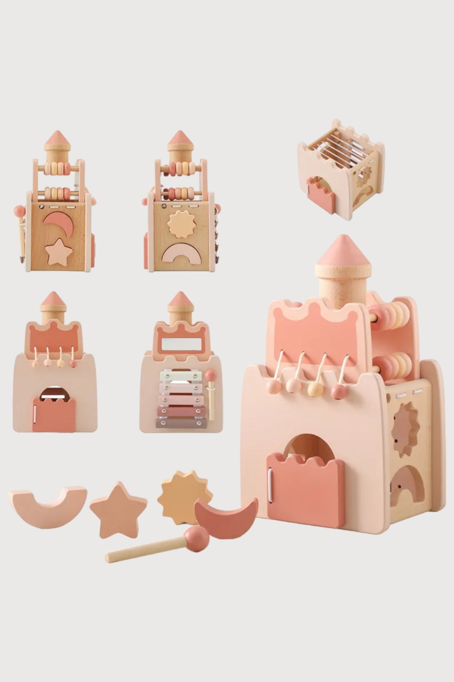 Wooden Rocket Castle Blocks Stacking Toys