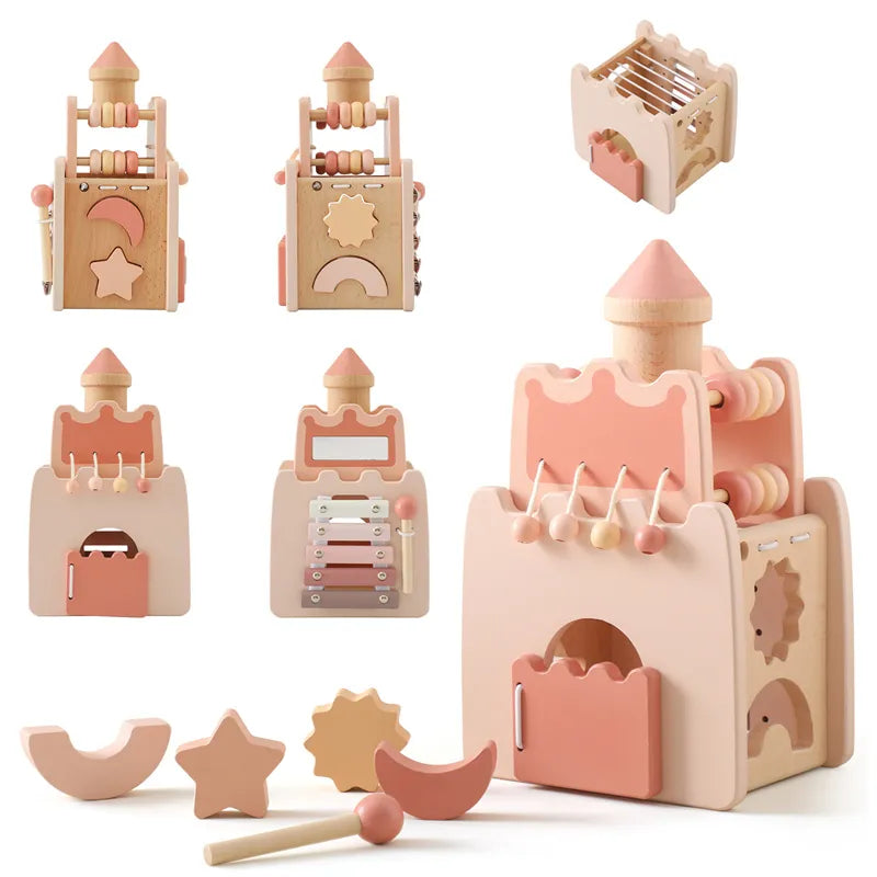 Wooden Rocket Castle Blocks Stacking Toys