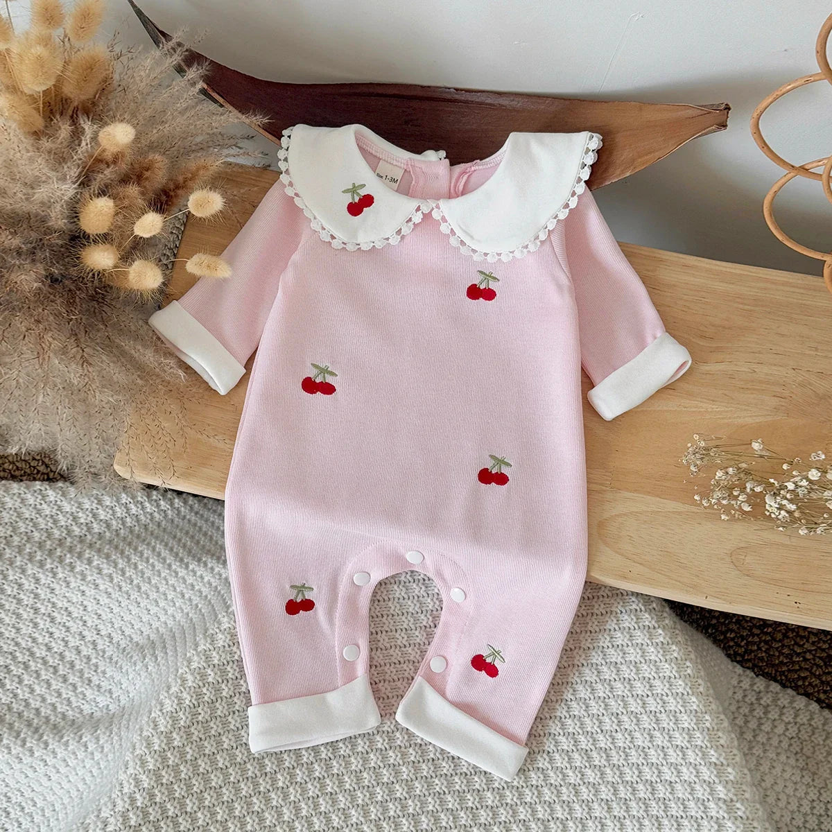 Pink Cherry Print Jumpsuit