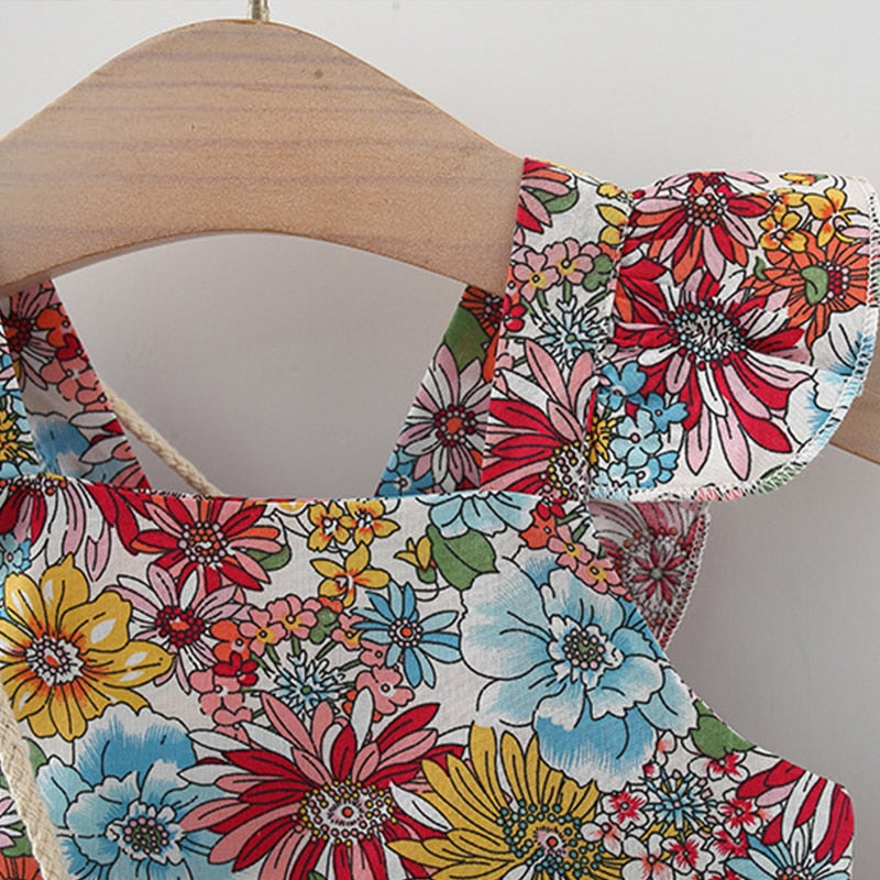 Floral Sleeveless Dress With Bag