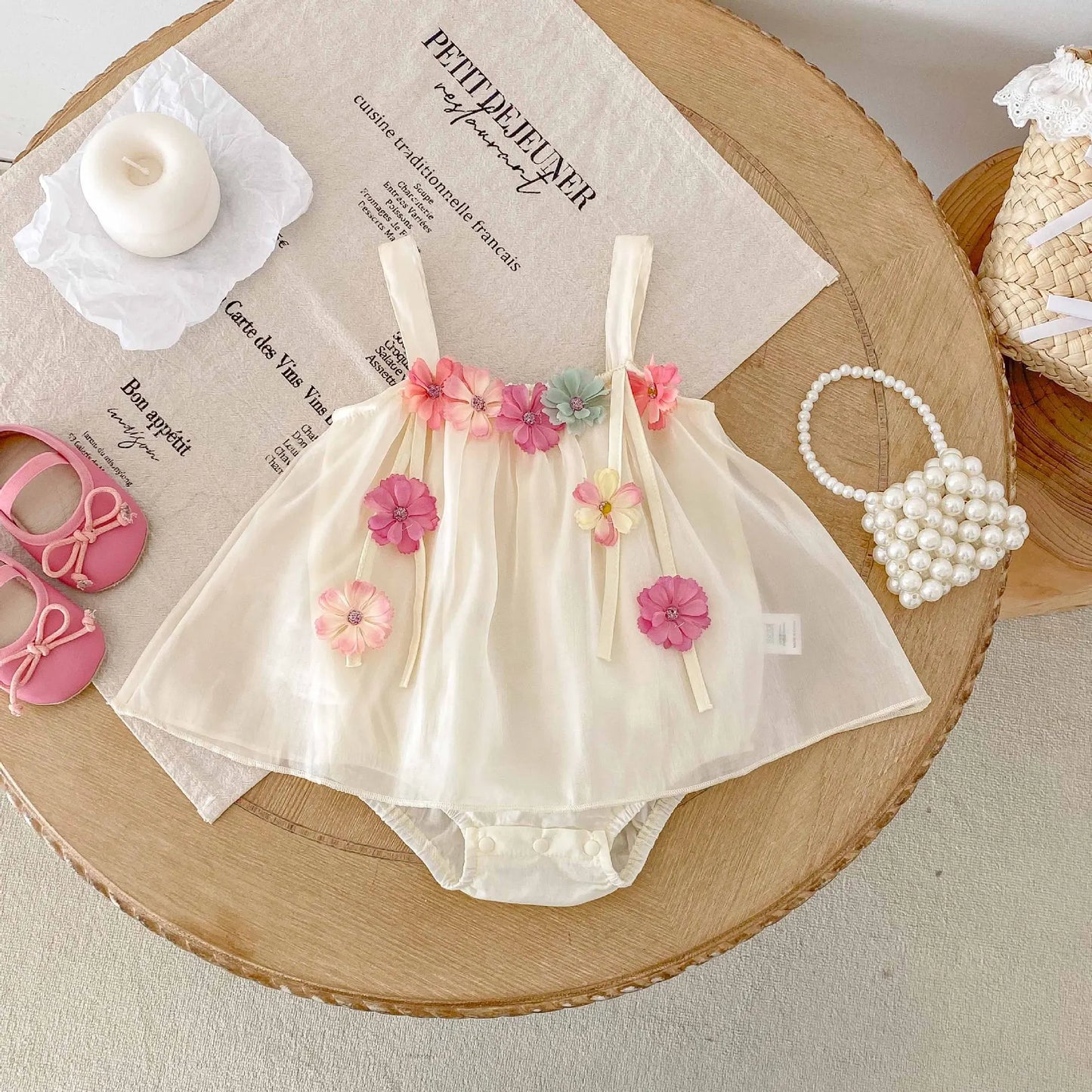 3D Flower Strap Romper