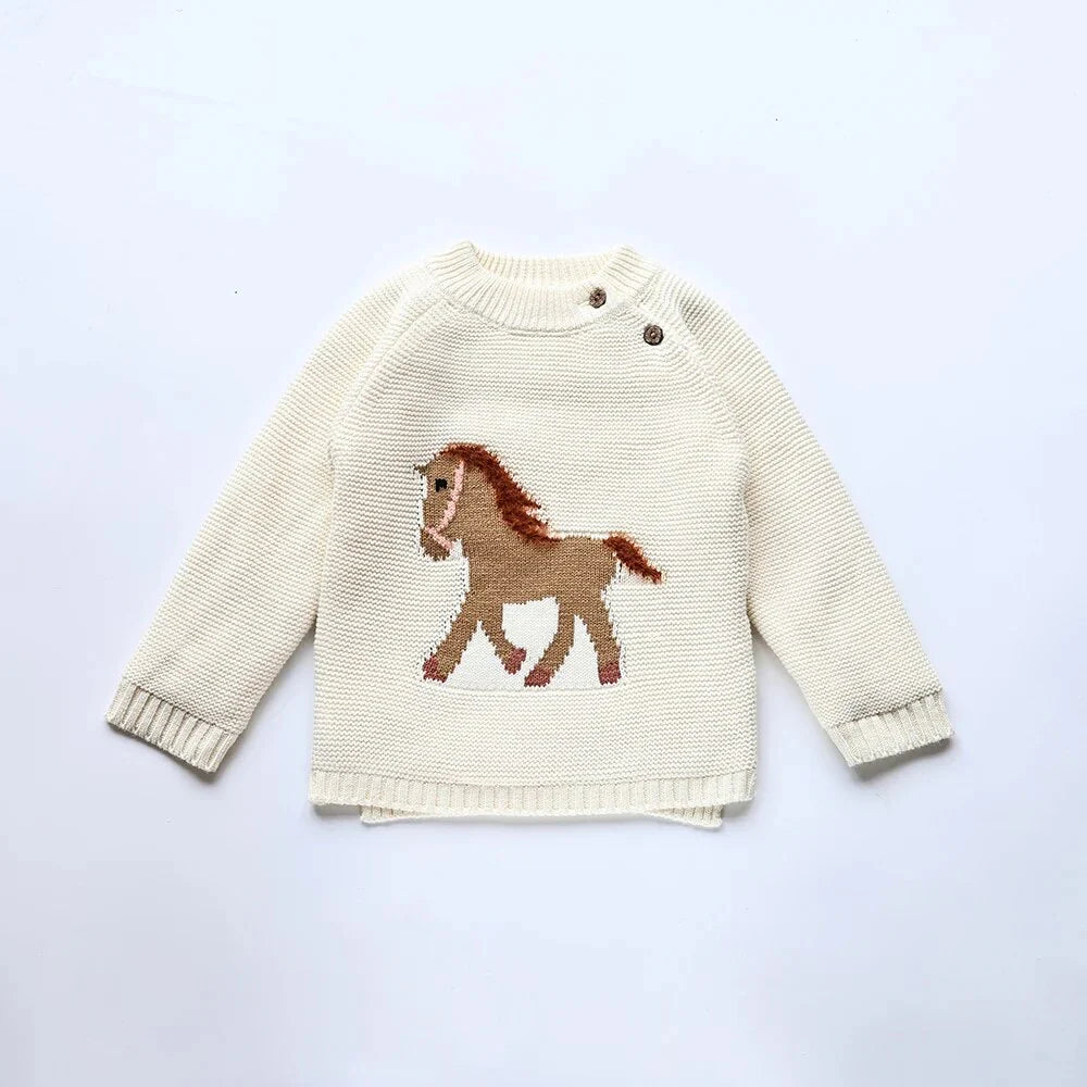Fur Lining Embroidery Pony Sweater