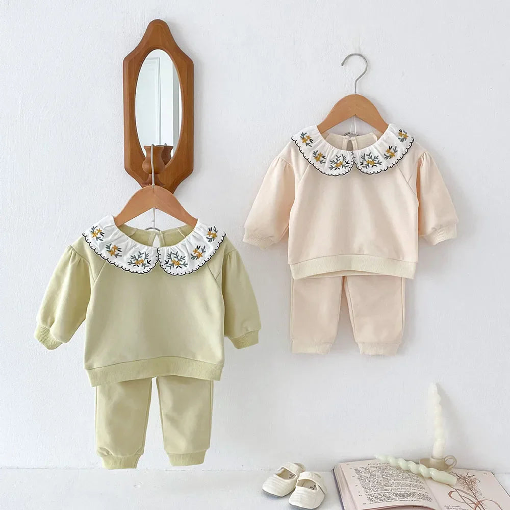Embroidery Collar Jogger Set