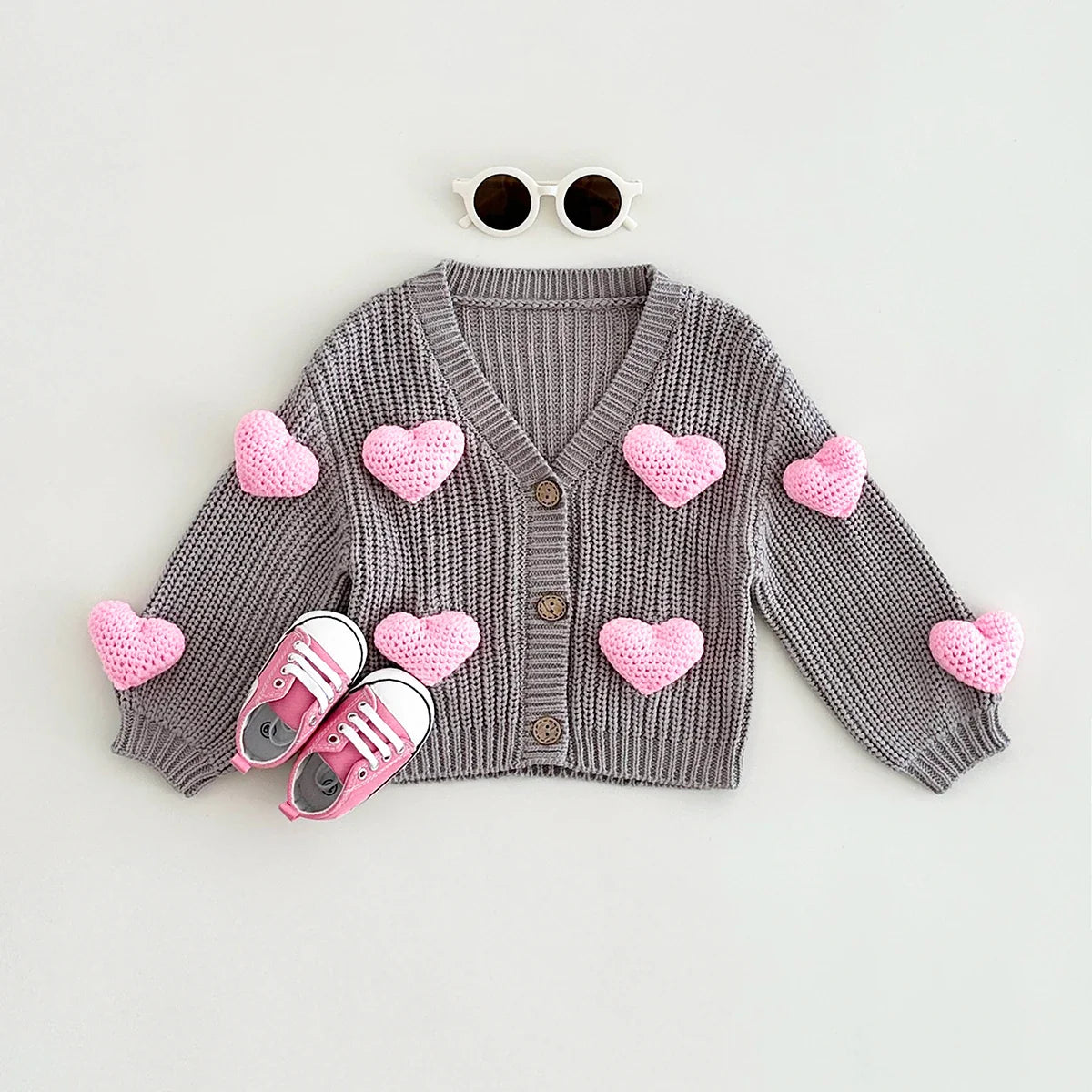 3D Sweet heart Cardigan Sweater