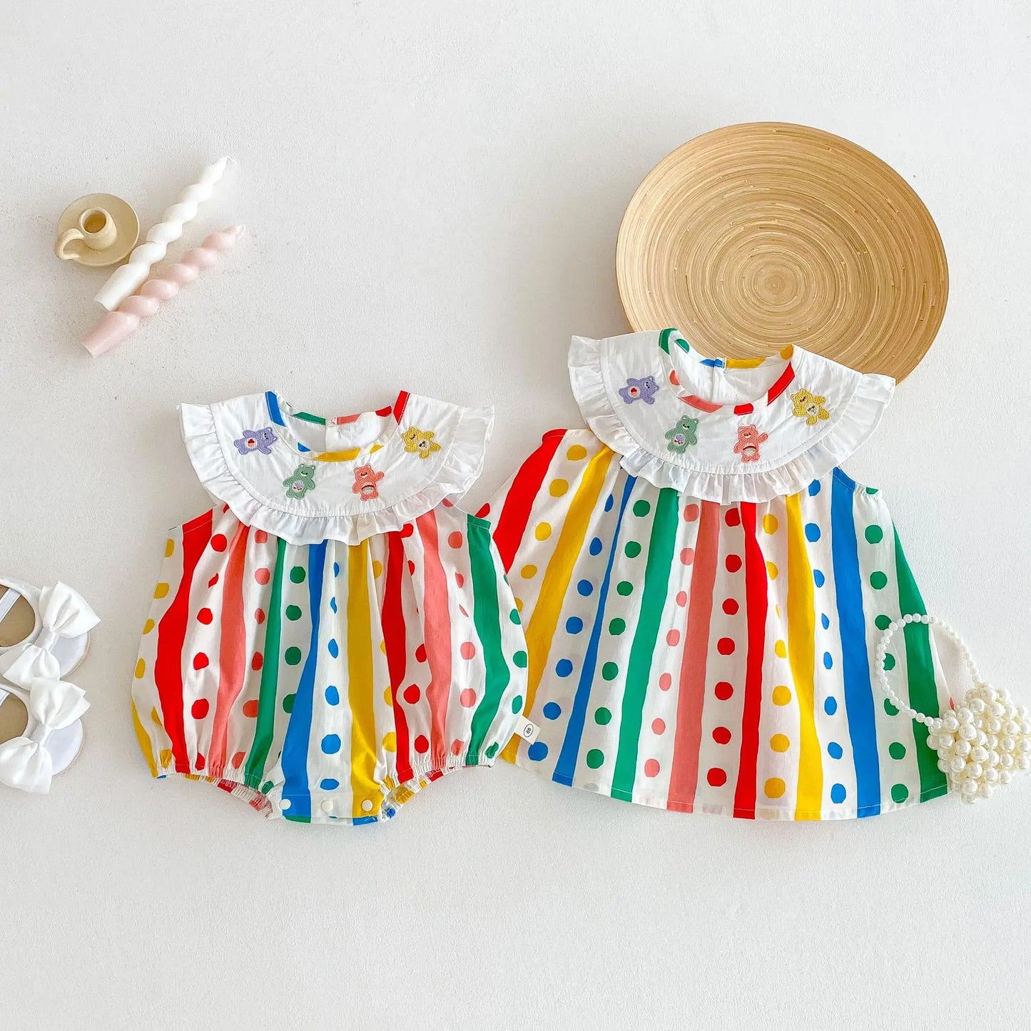 Rainbow Polka Dot Sister Outfit