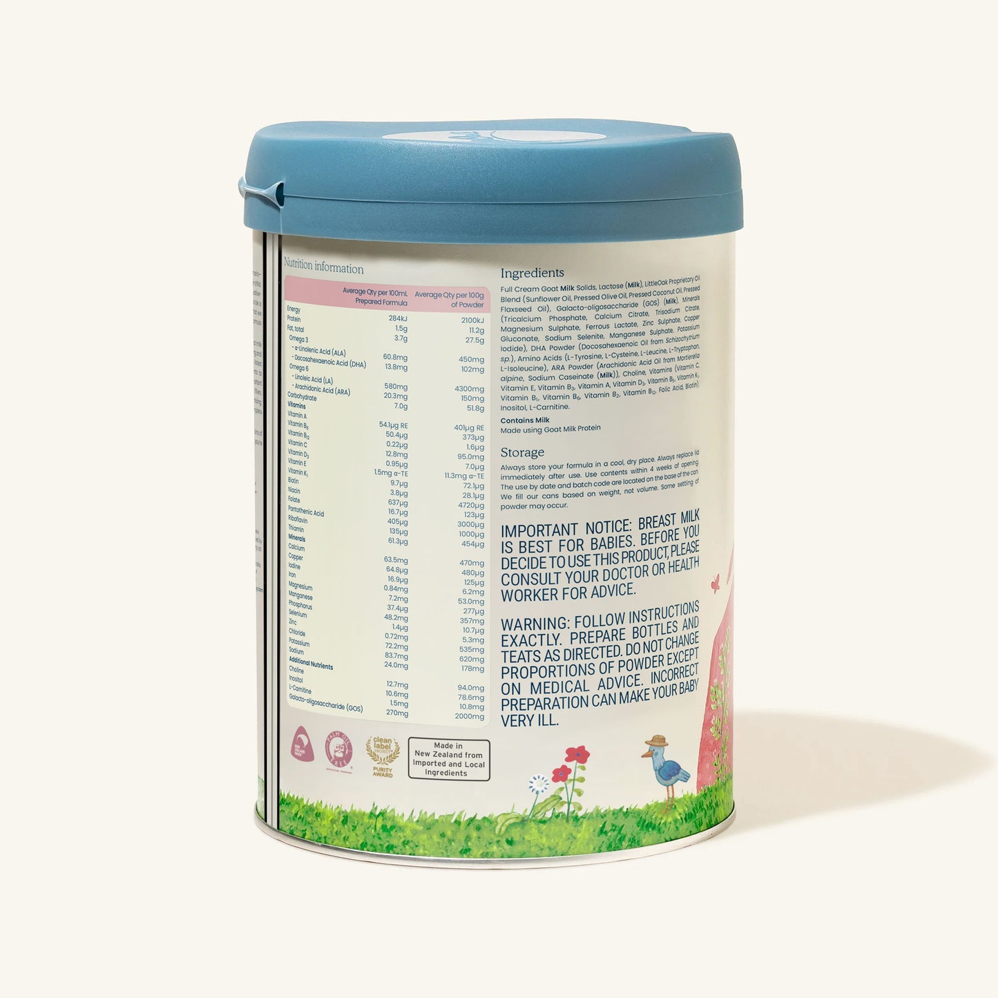 Natural Goat Milk Infant Formula with Olive Oil 6 x 800gm Cans (Stage 01)