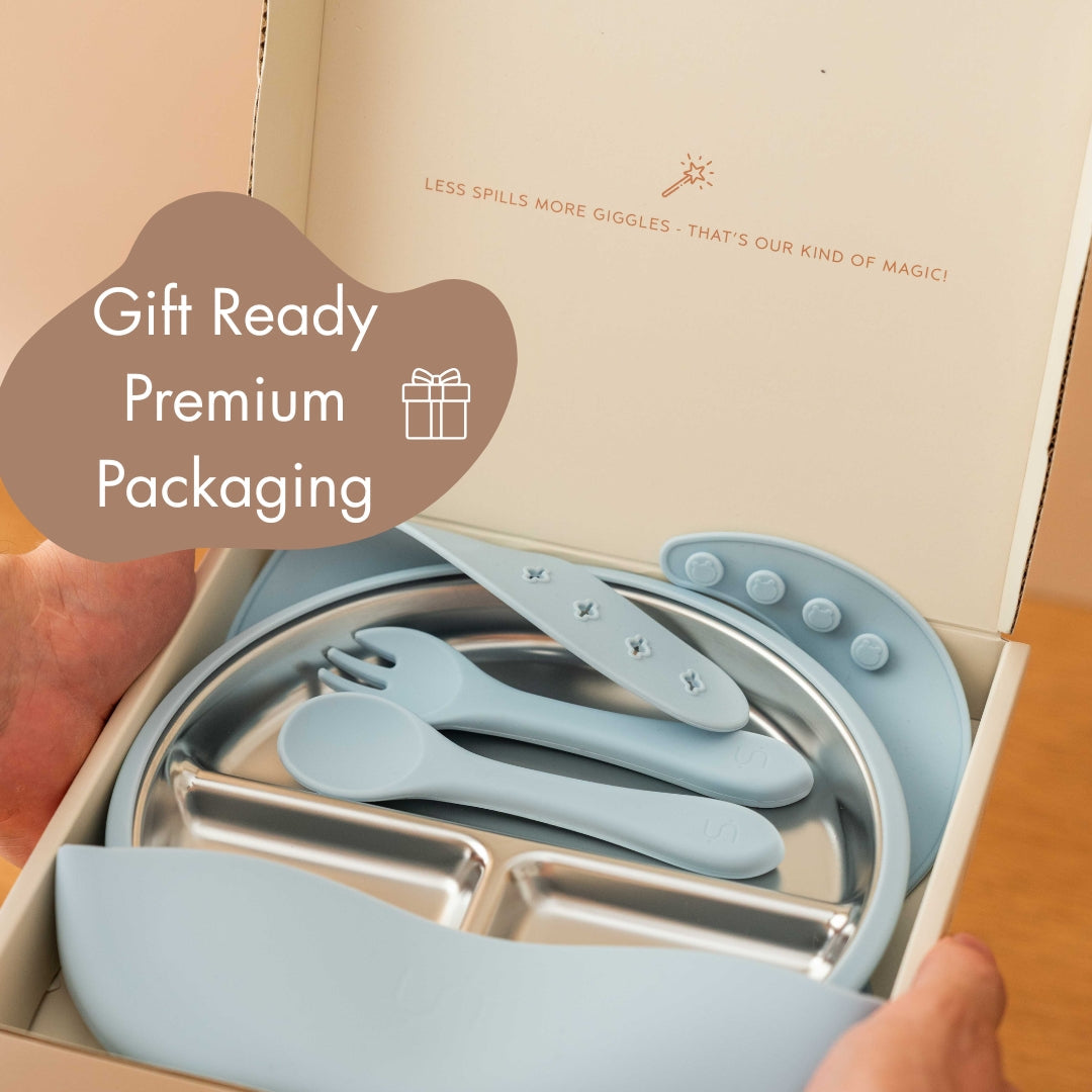 Stainless Steel Baby Feeding Set 6+ Months - Baby Blue
