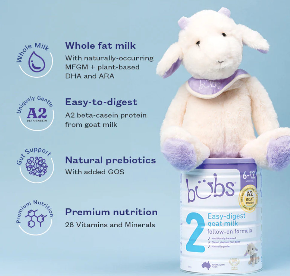 Aussie Bubs Goat Milk Follow-on Formula (Stage 2, 6-12 months)