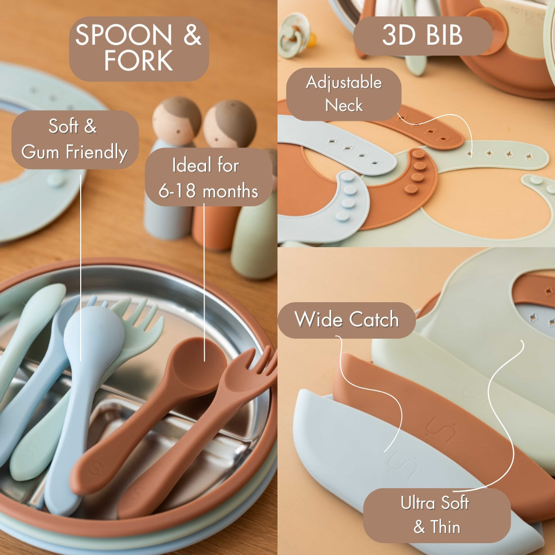 Stainless Steel Baby Feeding Set 6+ Months - Baby Blue