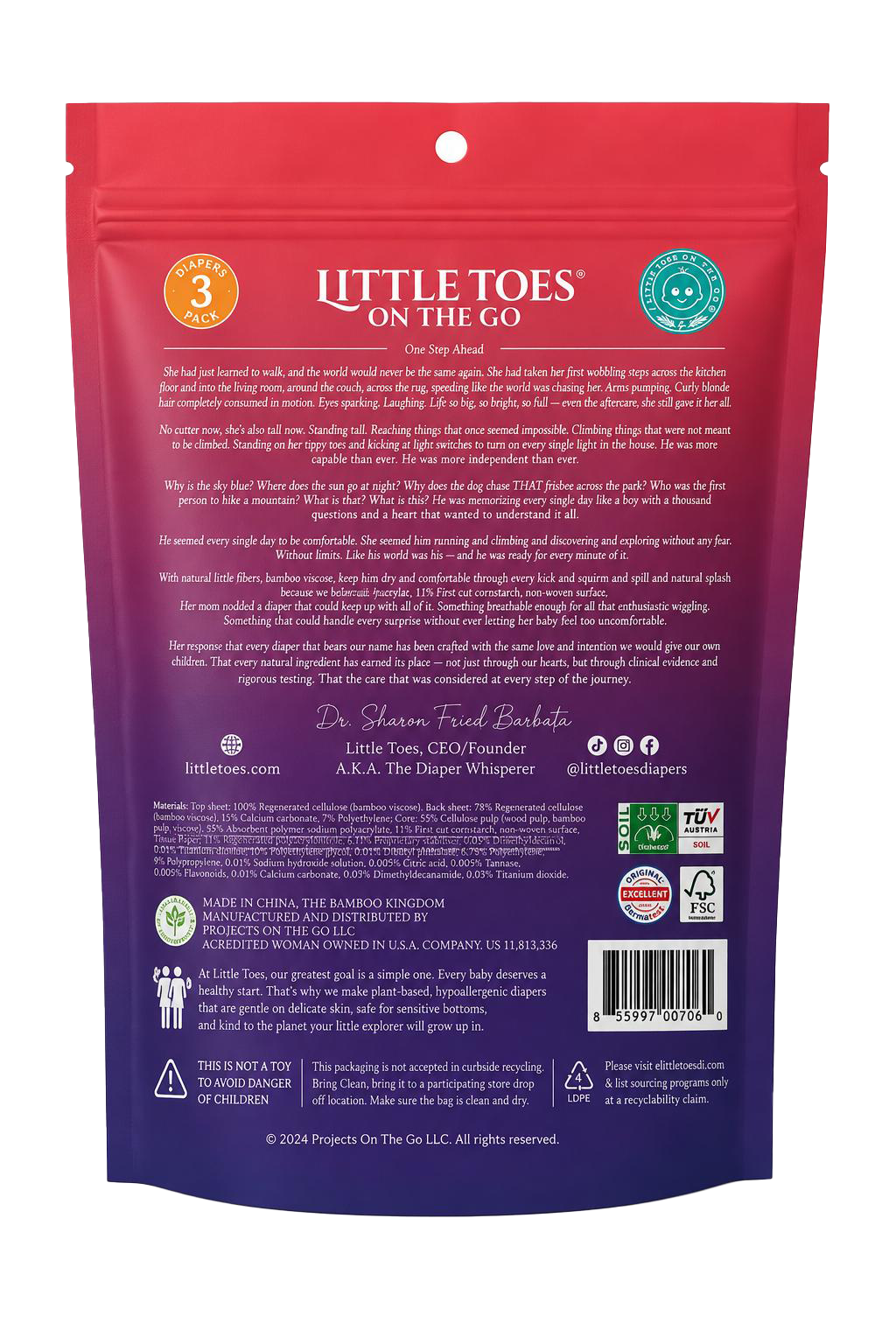 Little Toes On The Go Bamboo Diapers 3-Pack