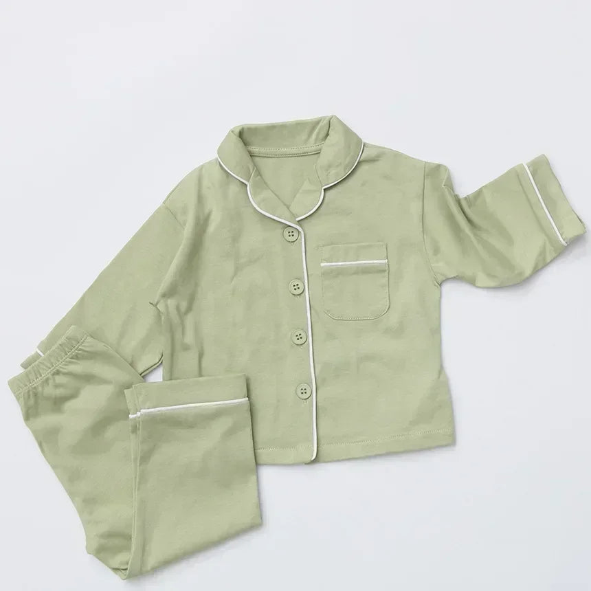 Piped-Trim Pajamas Set