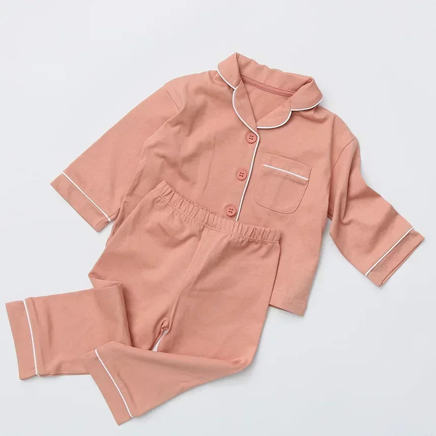 Piped-Trim Pajamas Set